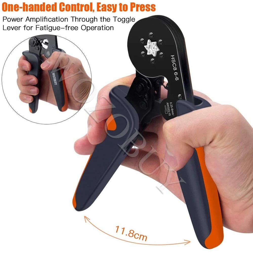 Tubular Terminal Crimping Tools Mini Electrical Pliers HSC8 6-4 0.25-10mm² 23-7AWG 6-6 0.25-6mm² High Precision Clamp Sets