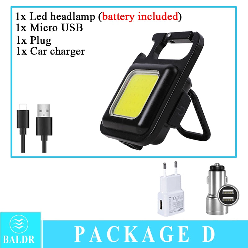 Mini LED Working Light Portable Pocket Flashlight USB Rechargeable Key Light Lantern Camping Outside Hiking COB Lantern