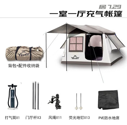 Hitooslingshot outdoor one-bedroom camping tent light luxury tent inflatable tent travel tourism (7.29) 7.29 hand pump model
