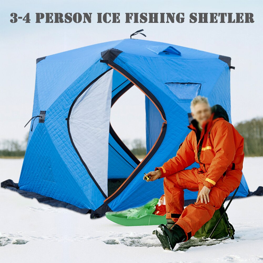 Portable Ice Fishing Shelter Easy Set-up Outdoor Fishing Tent Ice Fishing House Waterproof and Windproof Winter Camping Tent
