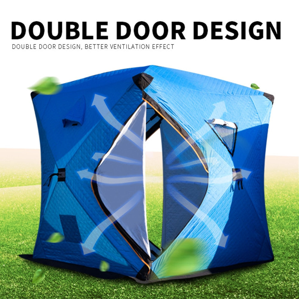 Portable Ice Fishing Shelter Easy Set-up Outdoor Fishing Tent Ice Fishing House Waterproof and Windproof Winter Camping Tent