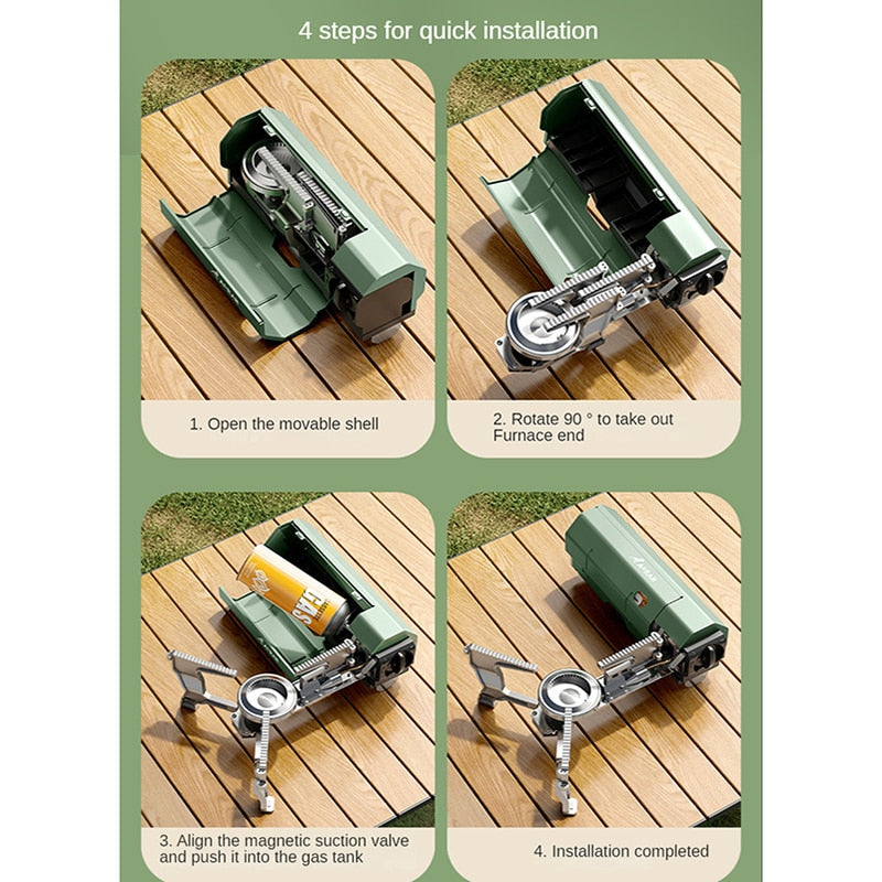 Outdoor Windproof Gas Stove Portable Folding Tourist Camping Hiking Burner Safe Cassette Furnace Household Gas Cooker Cookware