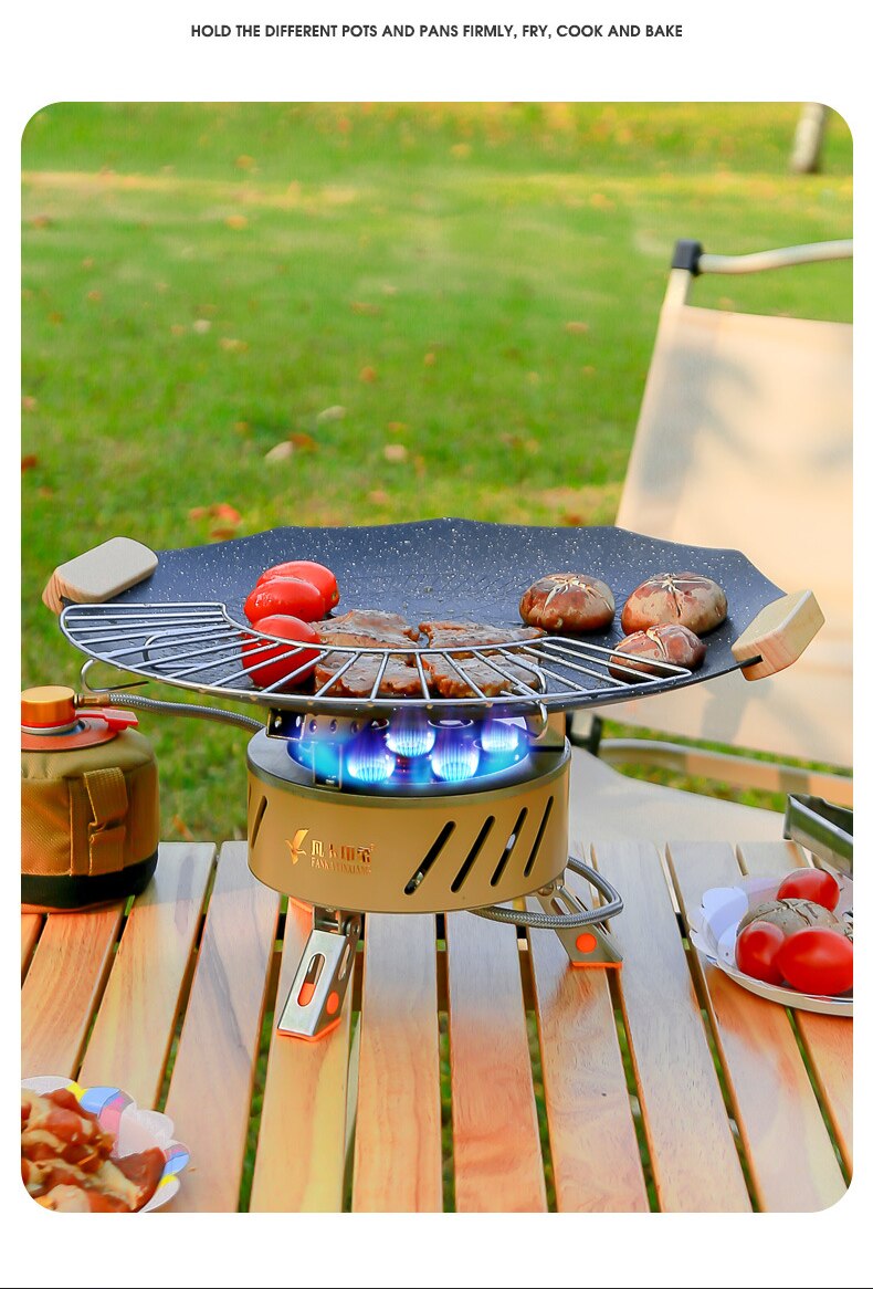 17800W Outdoor Strong Fire Burner Windproof Portable Camping Gas Stove 7 Heads Barbecue Gas Cooker Tourist Burner Camp Supplies