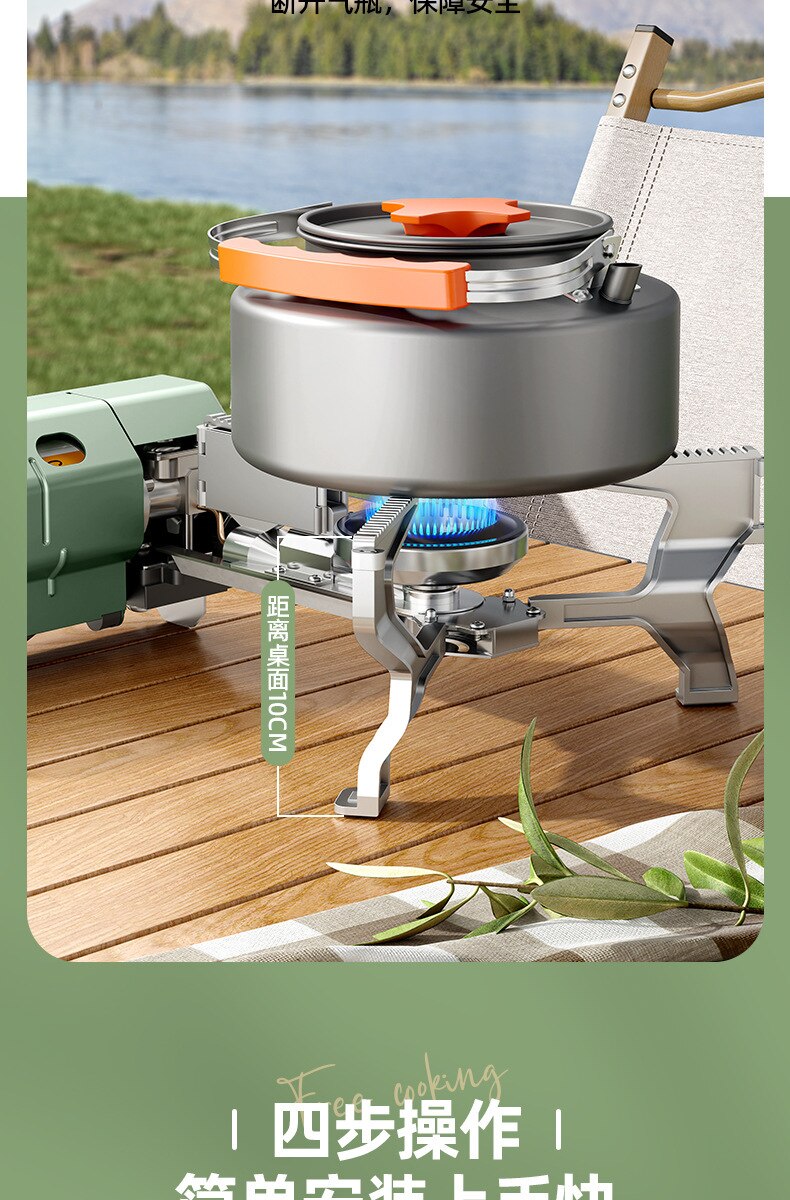 Outdoor Windproof Gas Stove Portable Folding Tourist Camping Hiking Burner Safe Cassette Furnace Household Gas Cooker Cookware