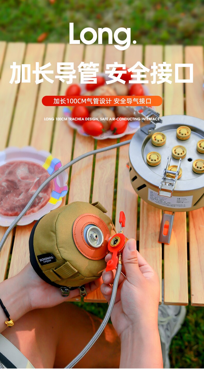 17800W Outdoor Strong Fire Burner Windproof Portable Camping Gas Stove 7 Heads Barbecue Gas Cooker Tourist Burner Camp Supplies