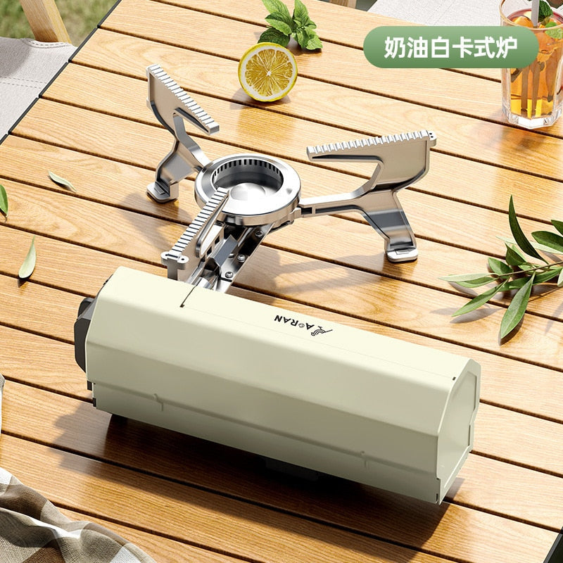 Outdoor Windproof Gas Stove Portable Folding Tourist Camping Hiking Burner Safe Cassette Furnace Household Gas Cooker Cookware