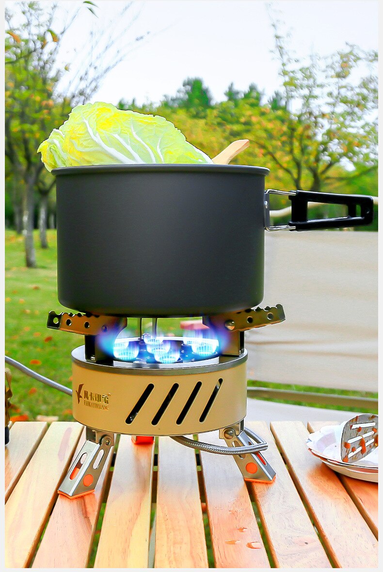 17800W Outdoor Strong Fire Burner Windproof Portable Camping Gas Stove 7 Heads Barbecue Gas Cooker Tourist Burner Camp Supplies