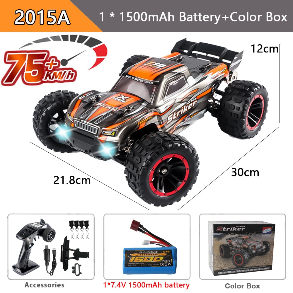 HBX 2105A T10 1:14 75KM/H RC Car 4WD Brushless Remote Control Cars High Speed Drift Monster Truck for Kids vs Wltoys 144001 Toys