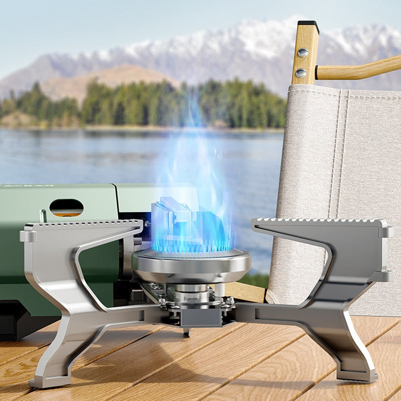 Outdoor Windproof Gas Stove Portable Folding Tourist Camping Hiking Burner Safe Cassette Furnace Household Gas Cooker Cookware