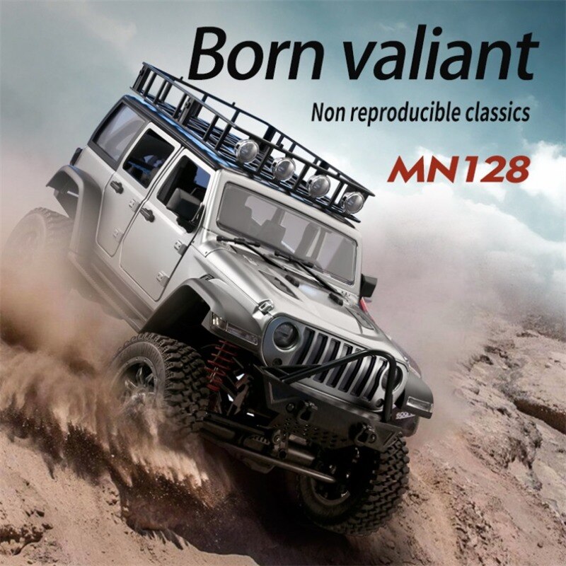 RC Crawler 4x4 Car MN128  2.4G Climbing Buggy Professional with LED Light Full Scale Remote Control Cars Toys for Boys Gift