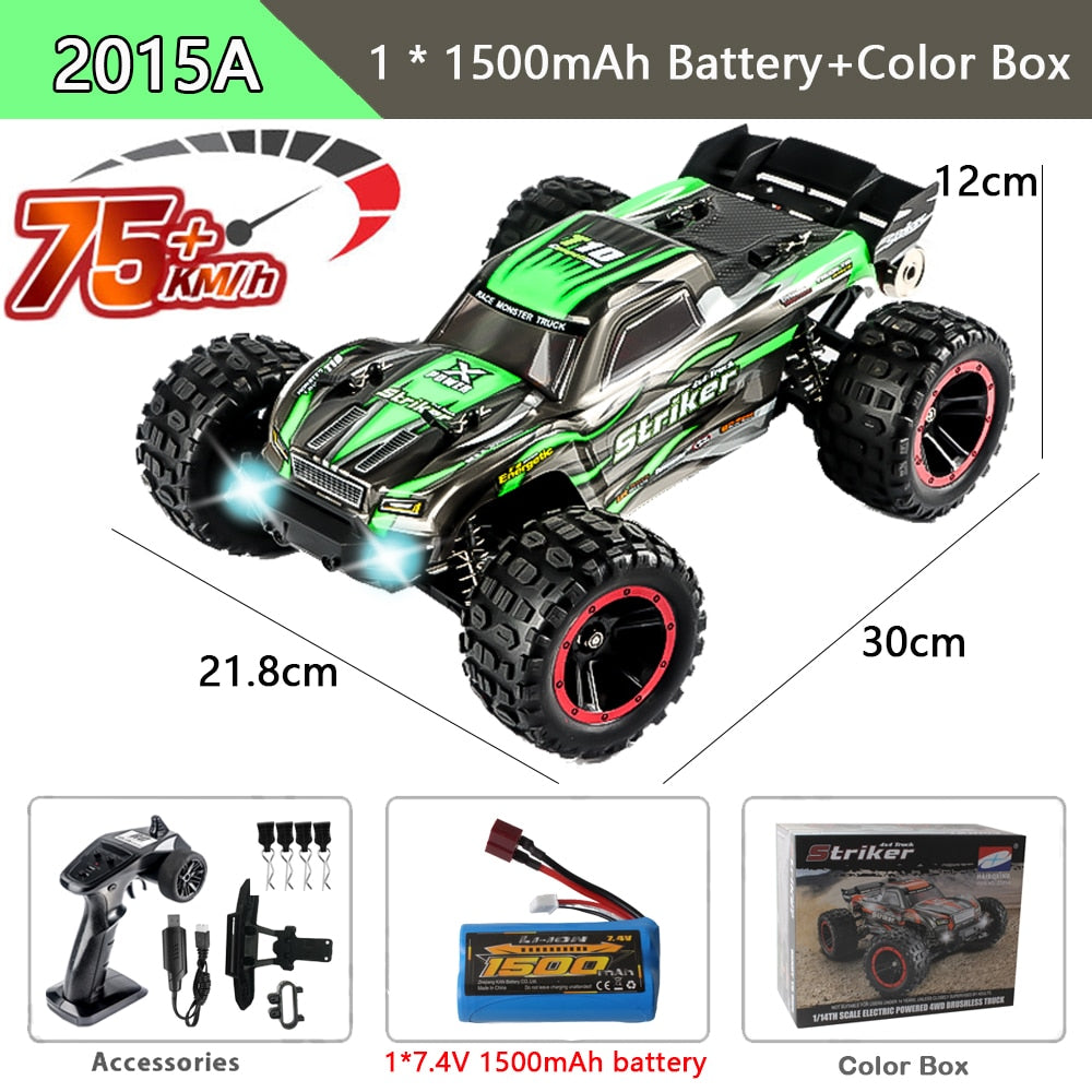 HBX 2105A T10 1:14 75KM/H RC Car 4WD Brushless Remote Control Cars High Speed Drift Monster Truck for Kids vs Wltoys 144001 Toys