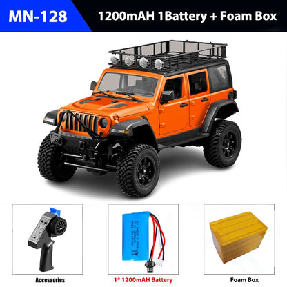 RC Crawler 4x4 Car MN128  2.4G Climbing Buggy Professional with LED Light Full Scale Remote Control Cars Toys for Boys Gift