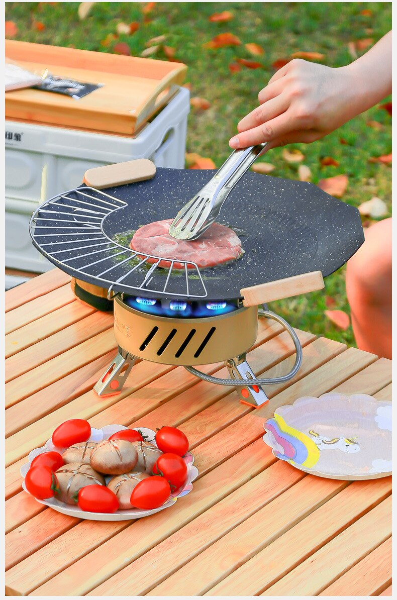 17800W Outdoor Strong Fire Burner Windproof Portable Camping Gas Stove 7 Heads Barbecue Gas Cooker Tourist Burner Camp Supplies