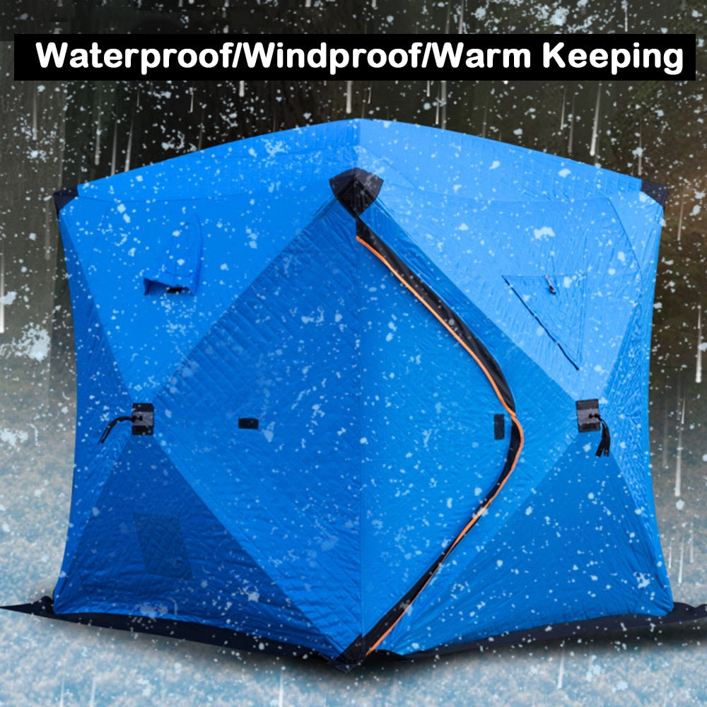 Portable Ice Fishing Shelter Easy Set-up Outdoor Fishing Tent Ice Fishing House Waterproof and Windproof Winter Camping Tent