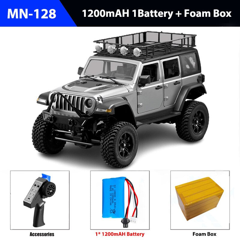RC Crawler 4x4 Car MN128  2.4G Climbing Buggy Professional with LED Light Full Scale Remote Control Cars Toys for Boys Gift