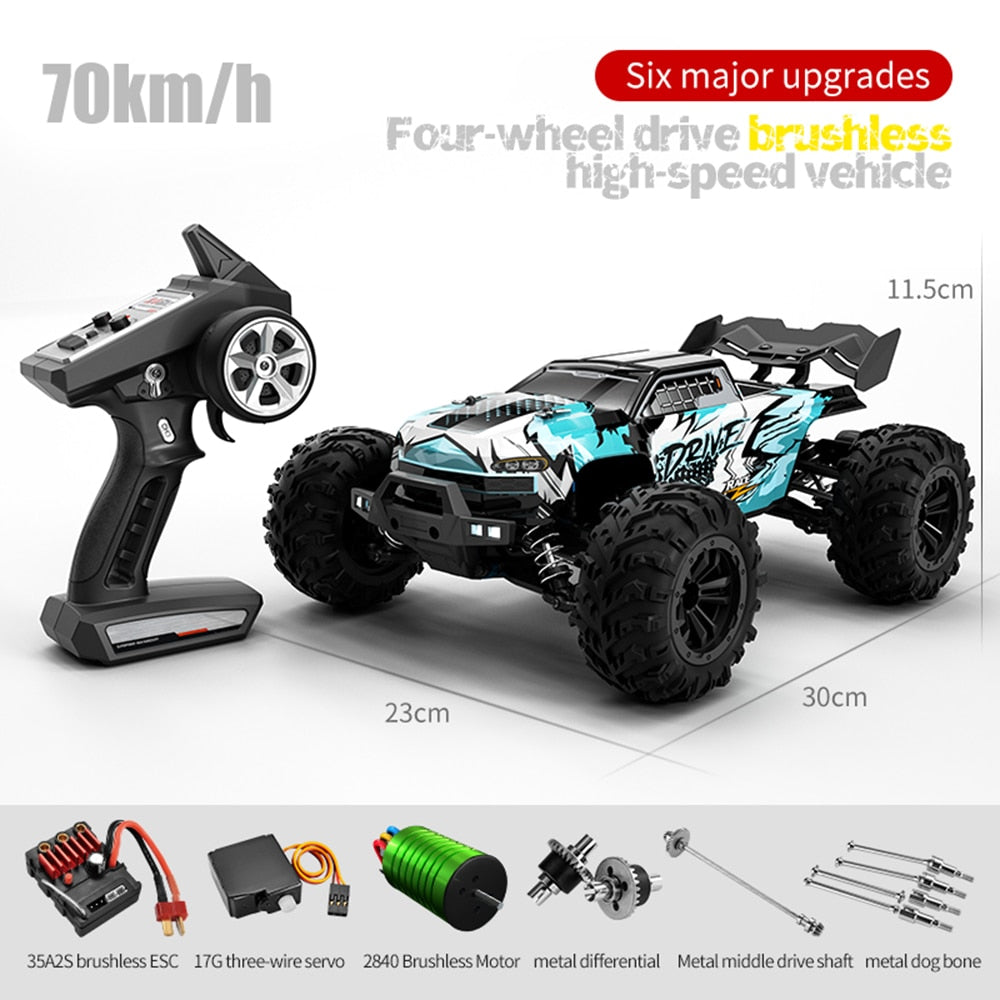 1:16 70KM/H 4WD RC Car With Led Lights 2.4G Radio High Speed Brushless Motor Remote Control Off-Road Cars for Children toys