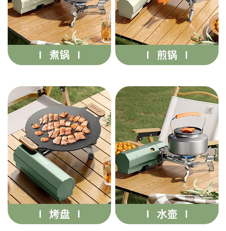 Outdoor Windproof Gas Stove Portable Folding Tourist Camping Hiking Burner Safe Cassette Furnace Household Gas Cooker Cookware