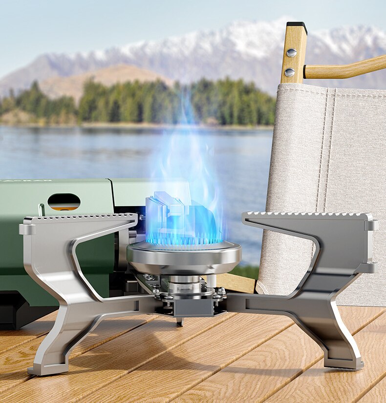 Outdoor Windproof Gas Stove Portable Folding Tourist Camping Hiking Burner Safe Cassette Furnace Household Gas Cooker Cookware