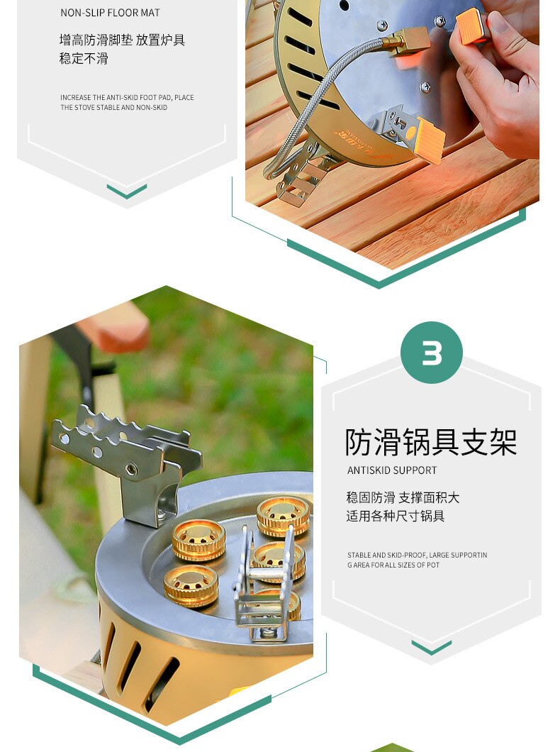 17800W Outdoor Strong Fire Burner Windproof Portable Camping Gas Stove 7 Heads Barbecue Gas Cooker Tourist Burner Camp Supplies