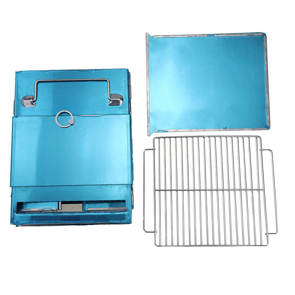 Outdoor Tourism Stainless Steel Square Wood Stove BBQ Grill Picnic Stove Charcoal Folding Grill High temperature Durability