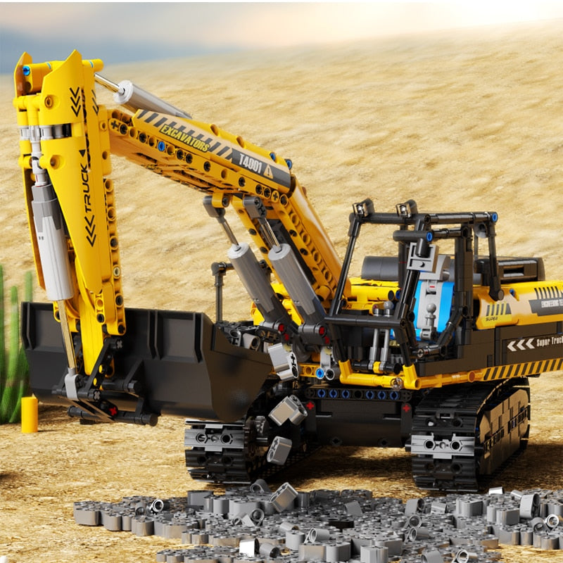 Technical Car Excavator APP Remote Control Moter Power T4001 Bricks Building Blocks Engineering Truck Toys Kids Moc Sets Gift