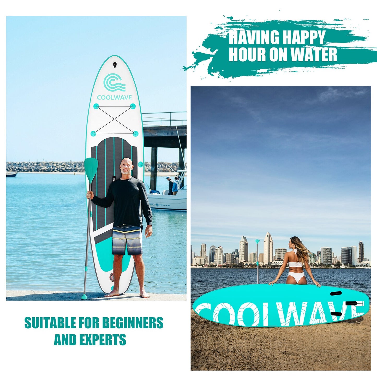 10'6"x32''x6'' Inflatable Paddle Board with Camera Seat and Accessories