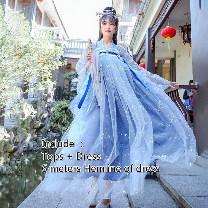 Ancient Hanfu Dress Folk Dance Costume Women Han Dynasty Princess Fairy Hanfu Dress Oriental Style Dance Clothing Girl Cosplay