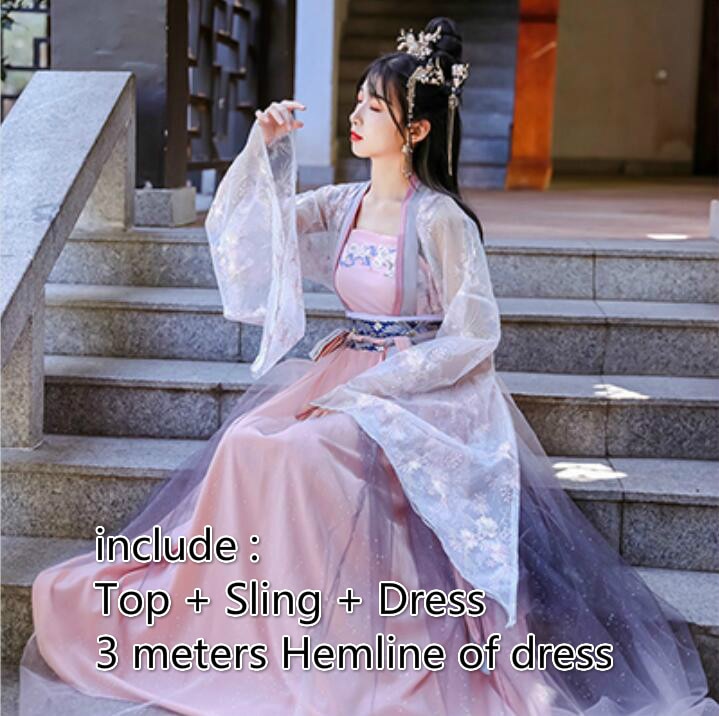Ancient Hanfu Dress Folk Dance Costume Women Han Dynasty Princess Fairy Hanfu Dress Oriental Style Dance Clothing Girl Cosplay