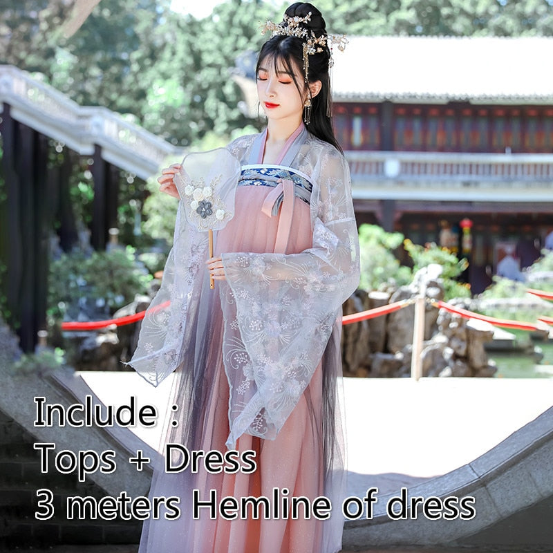Ancient Hanfu Dress Folk Dance Costume Women Han Dynasty Princess Fairy Hanfu Dress Oriental Style Dance Clothing Girl Cosplay