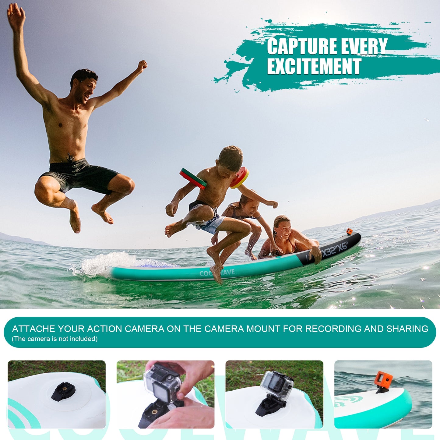 10'6"x32''x6'' Inflatable Paddle Board with Camera Seat and Accessories
