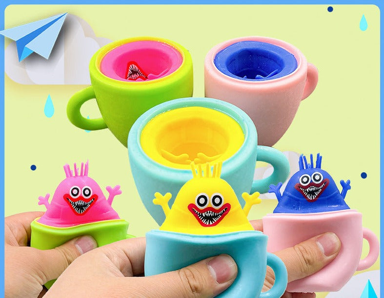 12 pieces, creative decompression cute cheese mouse cup pinching music squeezing vent squirrel cup decompression toy