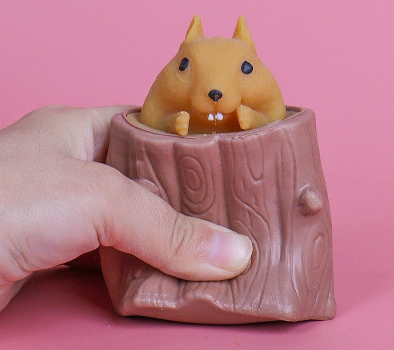 12 pieces, creative decompression cute cheese mouse cup pinching music squeezing vent squirrel cup decompression toy