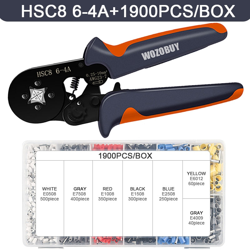 Tubular Terminal Crimping Tools Mini Electrical Pliers HSC8 6-4 0.25-10mm² 23-7AWG 6-6 0.25-6mm² High Precision Clamp Sets