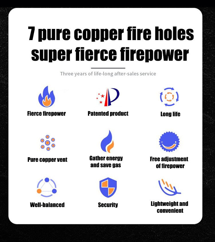 7-head Camping Wind Proof Gas Burner Outdoor Strong Fire Stove Heater Tourism Equipment Supplies Tourist Kitchen Survival Trips