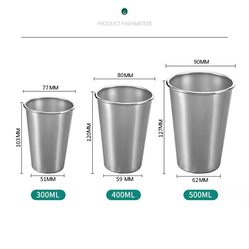 4PCS/lot 10-16oz Outdoor Camping Tableware Travel Cups Set Stainless Steel leather case Drinking Glasses Beer Cup cold drink cup