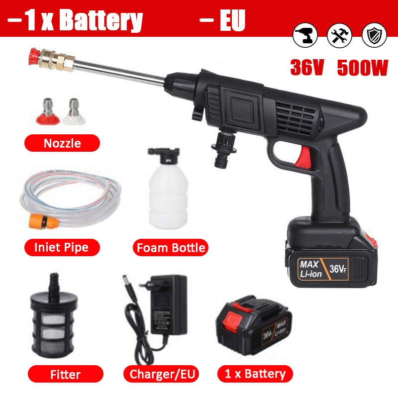 1500W Cordless High Pressure Car Washer Rechargeable Car Wash Gun Electric Water Gun Foam Machine for Makita 18V Battery