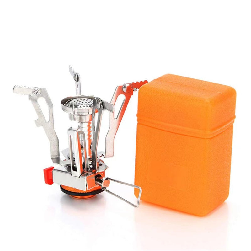 10PCS Camping Cookware Mess Kit with Mini Stove, Bracket Knife Fork Spoon, Stainless Steel Cup for Outdoor Camping Hiking Picnic
