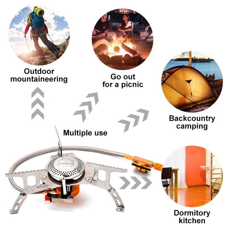 Camping Gas Stove Outdoor Windproof Tourist Burner Portable Folding Ultralight Tourism Cooker Equipment  Hiking Picnic
