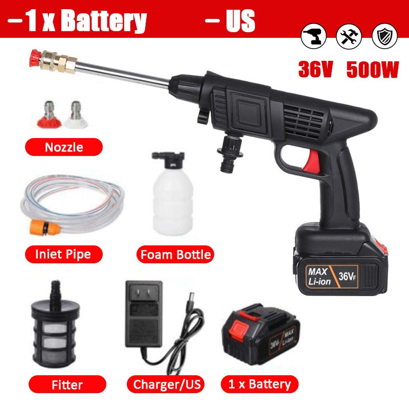 1500W Cordless High Pressure Car Washer Rechargeable Car Wash Gun Electric Water Gun Foam Machine for Makita 18V Battery
