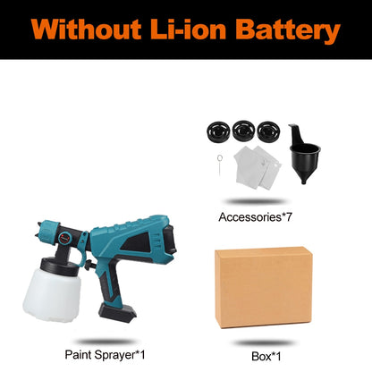 1000ML 1500W Cordless Electric Spray Gun 3Nozzle Flow Control Airbrush High Power Paint Sprayer Airbrush For Makita 18V Battery