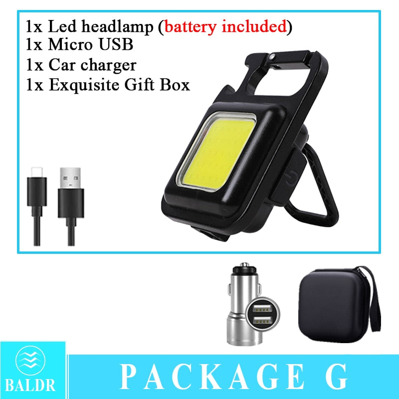 Mini LED Working Light Portable Pocket Flashlight USB Rechargeable Key Light Lantern Camping Outside Hiking COB Lantern
