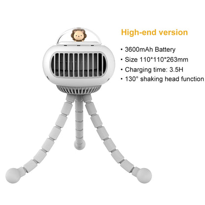 Cartoon UFO Portable Bladeless Safety Baby Stroller Fan USB Rechargeable Silent Outdoor Mini Handheld Small Folding Fan for Home