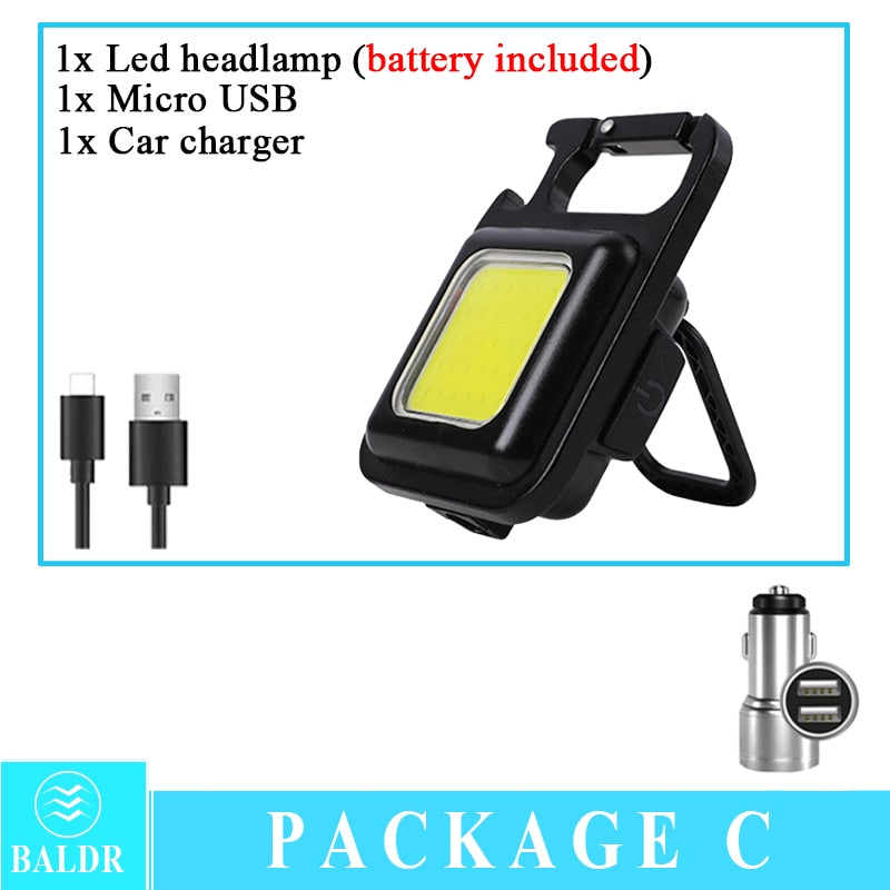 Mini LED Working Light Portable Pocket Flashlight USB Rechargeable Key Light Lantern Camping Outside Hiking COB Lantern