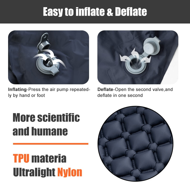 Outdoor Camping Sleeping Pad Folding Sleep Mat Beach  Inflat Mattress with Pillows Ultralight Air Mat Travel Hiking New