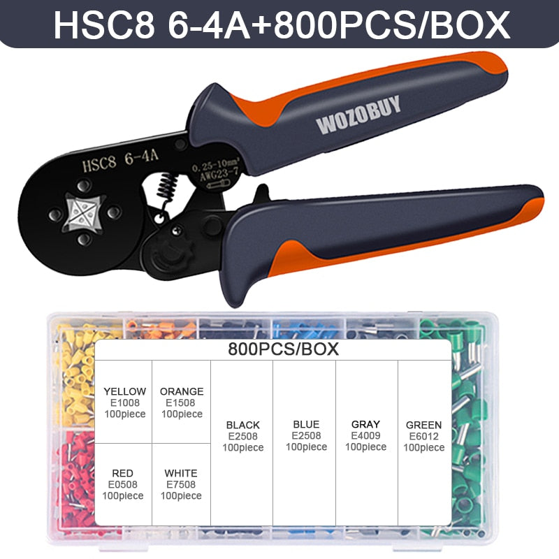 Tubular Terminal Crimping Tools Mini Electrical Pliers HSC8 6-4 0.25-10mm² 23-7AWG 6-6 0.25-6mm² High Precision Clamp Sets