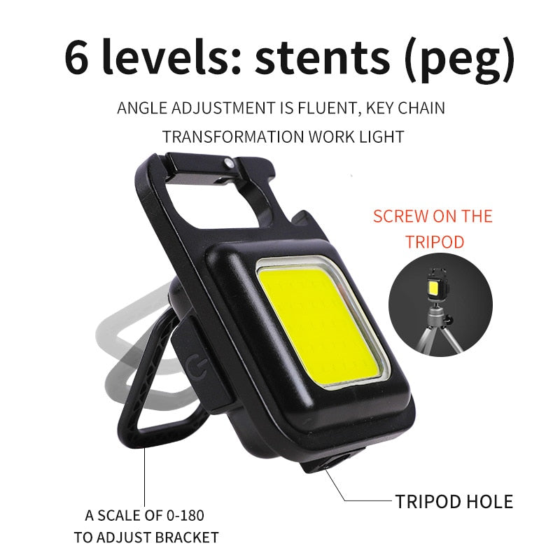 Mini LED Working Light Portable Pocket Flashlight USB Rechargeable Key Light Lantern Camping Outside Hiking COB Lantern