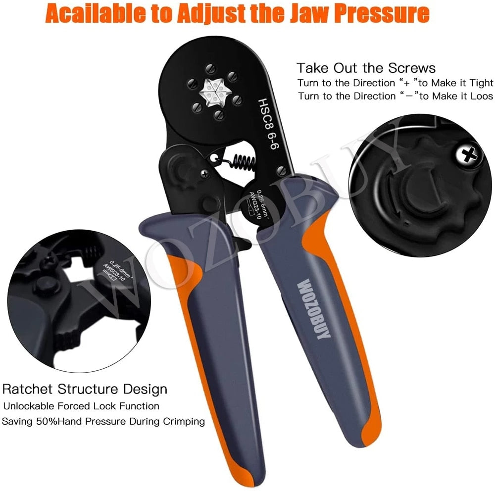 Tubular Terminal Crimping Tools Mini Electrical Pliers HSC8 6-4 0.25-10mm² 23-7AWG 6-6 0.25-6mm² High Precision Clamp Sets