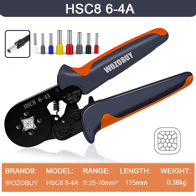 Tubular Terminal Crimping Tools Mini Electrical Pliers HSC8 6-4 0.25-10mm² 23-7AWG 6-6 0.25-6mm² High Precision Clamp Sets