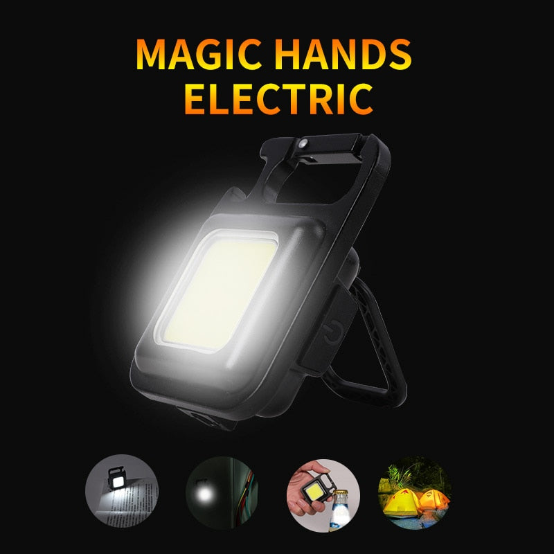 Mini LED Working Light Portable Pocket Flashlight USB Rechargeable Key Light Lantern Camping Outside Hiking COB Lantern
