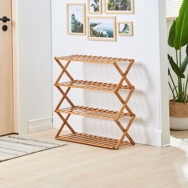 4-Tire Outdoor Rack Camping Picnic Portable Multi-functional Folding Table Multi-layer Bamboo Rack